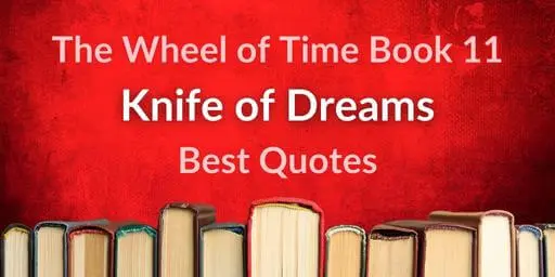 Books on a red background with red and white typography. It is a clickable link to the “Best Quotes from Knife of Dreams” post.