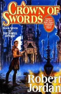 A Crown of Swords hardcover, May 1996 edition from Tor Books. The cover has Rand al'Thor in Shadar Logoth.