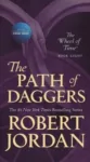 The Path of Daggers paperback, February 2020 mass-market edition from Tor Books. The cover has the snake-wheel symbol on a purple background.