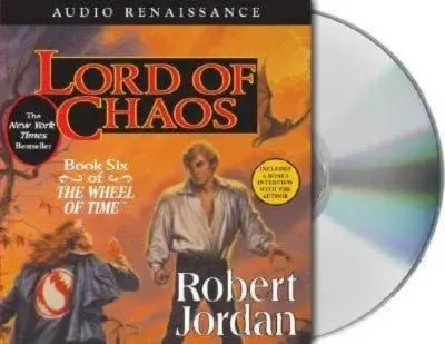 Lord of Chaos Audio CD read by Kate Reading & Michael Kramer. The sleeve has an Aes Sedai kneeling before Rand.