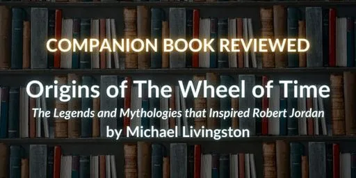 Books on bookshelves. Image link for the "Origins of The Wheel of Time Review & Guide" post.
