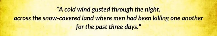 A yellow parchment with the opening lines from New Spring.
