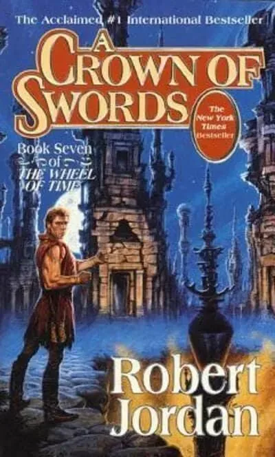 A Crown of Swords paperback, November 1997 mass-market edition from Tor Books. The cover has Rand al'Thor in Shadar Logoth.