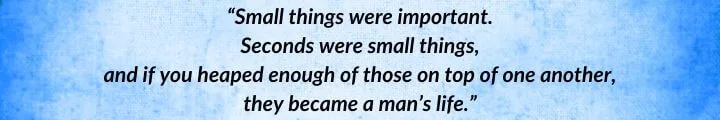 A blue parchment with an Androl Genhald quote from Towers of Midnight begins: “Small things were important…”