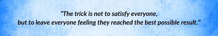 A blue parchment with a Galad Damodred quote from Towers of Midnight begins: “The trick is not to satisfy everyone...”