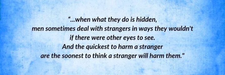 A blue parchment with a Lan Mandragoran quote from The Eye of the World begins: “...when what they do is hidden...”
