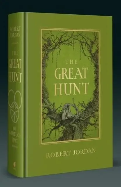 The Great Hunt hardcover, December 2024 edition from Orbit. The cover has the Horn of Valere in the folds of a tree.